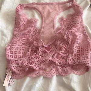 Victorias Secret Lace Bralette Crop Top - Dusty Pink